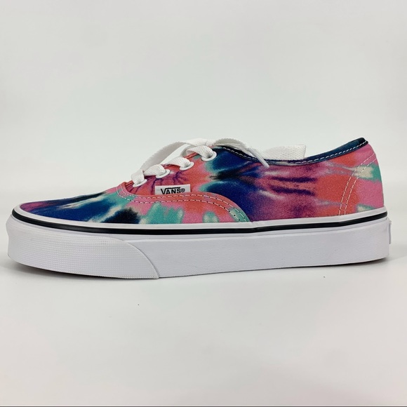 Vans Pink and Blue Tie Dye Authentic Tie-Up Low Profile Sneakers, 5 - Picture 9 of 16